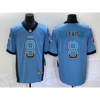 Men's Tennessee Titans #8 Will Levis Blue Drift Fashion Color Rush Limited Stitched Jersey Men's Tennessee Titans #8 Will Levis Blue Drift Fashion Color Rush Limited Stitched Jersey