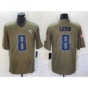 Men's Tennessee Titans #8 Will Levis Olive 2017 Salute To Service Limited Stitched Jersey Men's Tennessee Titans #8 Will Levis Olive 2017 Salute To Service Limited Stitched Jersey
