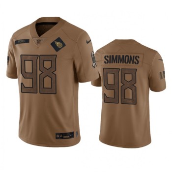 Men's Tennessee Titans #98 Jeffery Simmons 2023 Brown Salute To Service Stitched Football Jersey Men's Tennessee Titans #98 Jeffery Simmons 2023 Brown Salute To Service Stitched Football Jersey