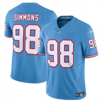 Men's Tennessee Titans #98 Jeffery Simmons Light Blue 2023 F.U.S.E. Vapor Limited Throwback Stitched Football Jersey Men's Tennessee Titans #98 Jeffery Simmons Light Blue 2023 F.U.S.E. Vapor Limited Throwback Stitched Football Jersey