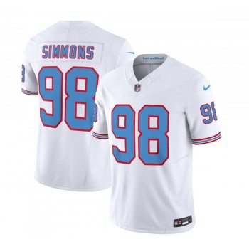 Men's Tennessee Titans #98 Jeffery Simmons White 2023 F.U.S.E. Vapor Limited Throwback Stitched Football Jersey Men's Tennessee Titans #98 Jeffery Simmons White 2023 F.U.S.E. Vapor Limited Throwback Stitched Football Jersey