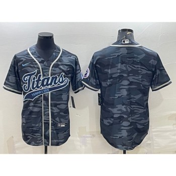 Men's Tennessee Titans Blank Grey Camo With Patch Cool Base Stitched Baseball Jersey