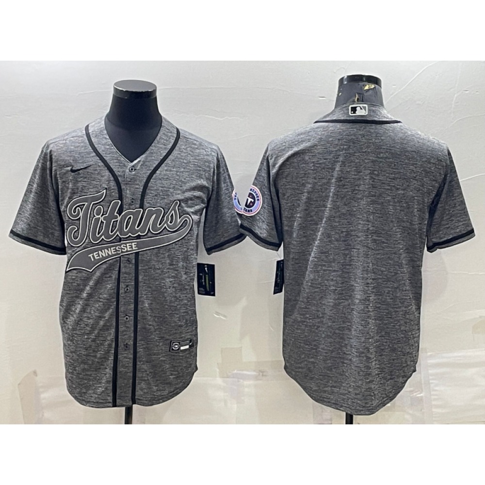 Men's Tennessee Titans Blank Grey With Patch Cool Base Stitched Baseball Jersey