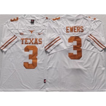 Men's Texas Longhorns #3 Ewers White Stitched Jersey Men's Texas Longhorns #3 Ewers White Stitched Jersey
