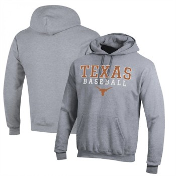 Men's Texas Longhorns Grey Stack Logo Baseball Powerblend Pullover Hoodie Men's Texas Longhorns Grey Stack Logo Baseball Powerblend Pullover Hoodie