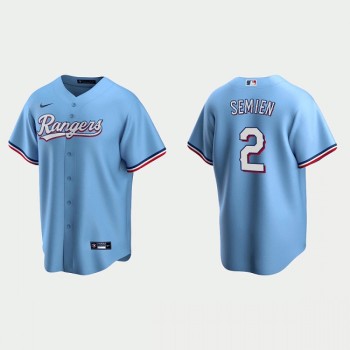Men's Texas Rangers #2 Marcus Semien Light Blue Cool Base Stitched Baseball Jersey Men's Texas Rangers #2 Marcus Semien Light Blue Cool Base Stitched Baseball Jersey