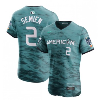 Men's Texas Rangers #2 Marcus Semien Teal 2023 All-star Flex Base Stitched Baseball Jersey Men's Texas Rangers #2 Marcus Semien Teal 2023 All-star Flex Base Stitched Baseball Jersey