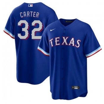 Men's Texas Rangers #32 Evan Carter Royal Cool Base Stitched Baseball Jersey Men's Texas Rangers #32 Evan Carter Royal Cool Base Stitched Baseball Jersey