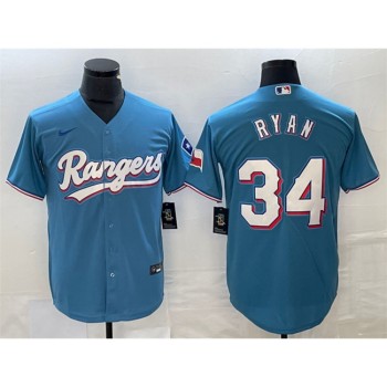 Men's Texas Rangers #34 Nolan Ryan Blue Cool Base Stitched Baseball Jersey Men's Texas Rangers #34 Nolan Ryan Blue Cool Base Stitched Baseball Jersey