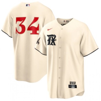 Men's Texas Rangers #34 Nolan Ryan Cream 2023 City Connect Stitched Baseball Jersey Men's Texas Rangers #34 Nolan Ryan Cream 2023 City Connect Stitched Baseball Jersey
