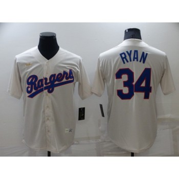 Men's Texas Rangers #34 Nolan Ryan Cream Cool Base Stitched Baseball Jersey Men's Texas Rangers #34 Nolan Ryan Cream Cool Base Stitched Baseball Jersey