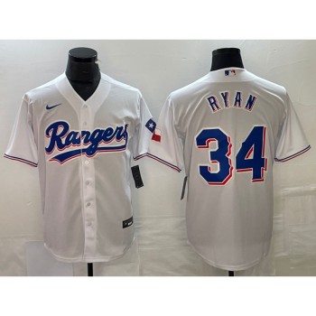 Men's Texas Rangers #34 Nolan Ryan White Cool Base Stitched Baseball Jersey Men's Texas Rangers #34 Nolan Ryan White Cool Base Stitched Baseball Jersey