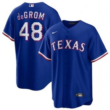 Men's Texas Rangers #48 Jacob deGrom Royal Cool Base Stitched Baseball Jersey Men's Texas Rangers #48 Jacob deGrom Royal Cool Base Stitched Baseball Jersey