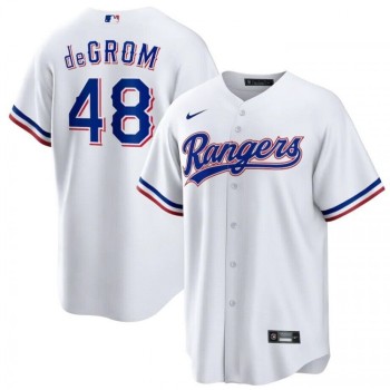 Men's Texas Rangers #48 Jacob deGrom White Cool Base Stitched Baseball Jersey Men's Texas Rangers #48 Jacob deGrom White Cool Base Stitched Baseball Jersey