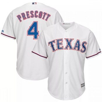 Men's Texas Rangers #4 Dak Prescott White Cool Base Stitched Baseball Jersey Men's Texas Rangers #4 Dak Prescott White Cool Base Stitched Baseball Jersey