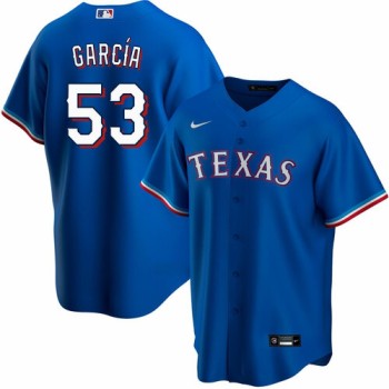 Men's Texas Rangers #53 Adolis Garcia Blue Cool Base Stitched Baseball Jersey Men's Texas Rangers #53 Adolis Garcia Blue Cool Base Stitched Baseball Jersey