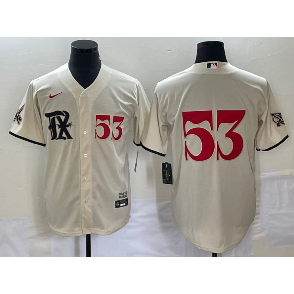 Men's Texas Rangers #53 Adolis Garcia Cream 2023 City Connect Cool Base With Patch Stitched Baseball Jersey
