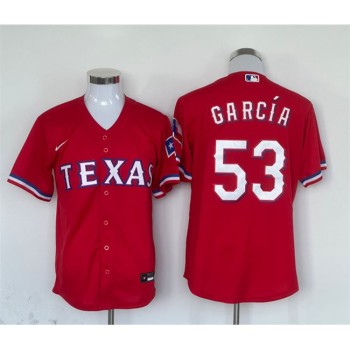 Men's Texas Rangers #53 Adolis Garcia Red With Patch Cool Base Stitched Baseball Jersey Men's Texas Rangers #53 Adolis Garcia Red With Patch Cool Base Stitched Baseball Jersey
