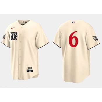 Men's Texas Rangers #6 Josh Jung Cream 2023 City Connect Cool Base Stitched Baseball Jersey Men's Texas Rangers #6 Josh Jung Cream 2023 City Connect Cool Base Stitched Baseball Jersey