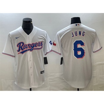 Men's Texas Rangers #6 Josh Jung White With Patch Cool Base Stitched Baseball Jersey Men's Texas Rangers #6 Josh Jung White With Patch Cool Base Stitched Baseball Jersey