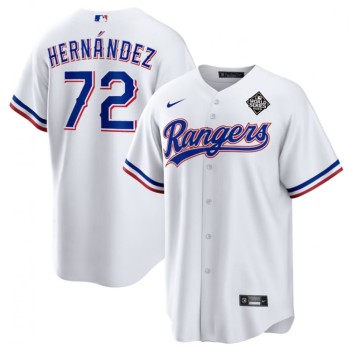 Men's Texas Rangers #72 Jonathan Hernandez White 2023 World Series Stitched Baseball Jersey Men's Texas Rangers #72 Jonathan Hernandez White 2023 World Series Stitched Baseball Jersey