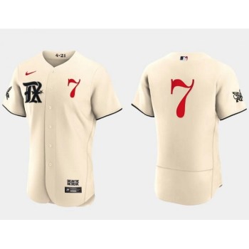 Men's Texas Rangers #7 ivan Rodriguez Cream 2023 City Connect Flex Base Stitched Baseball Jersey Men's Texas Rangers #7 ivan Rodriguez Cream 2023 City Connect Flex Base Stitched Baseball Jersey