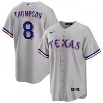 Men's Texas Rangers #8 Bubba Thompson Grey Cool Base Stitched Baseball Jersey Men's Texas Rangers #8 Bubba Thompson Grey Cool Base Stitched Baseball Jersey