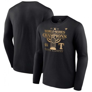 Men's Texas Rangers Black 2023 World Series Champions Parade Long Sleeve T-Shirt Men's Texas Rangers Black 2023 World Series Champions Parade Long Sleeve T-Shirt
