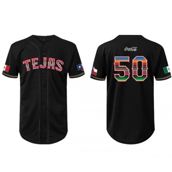 Men's Texas Rangers Black Mexican Heritage Night Stitched Baseball Jersey Men's Texas Rangers Black Mexican Heritage Night Stitched Baseball Jersey