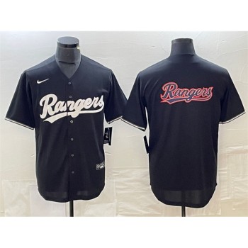 Men's Texas Rangers Black Team Big Logo Cool Base Stitched Baseball Jersey Men's Texas Rangers Black Team Big Logo Cool Base Stitched Baseball Jersey