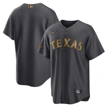 Men's Texas Rangers Blank 2022 All-Star Charcoal Cool Base Stitched Baseball Jersey Men's Texas Rangers Blank 2022 All-Star Charcoal Cool Base Stitched Baseball Jersey