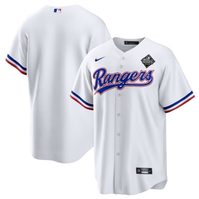 Men's Texas Rangers Blank White 2023 World Series Stitched Baseball Jersey Men's Texas Rangers Blank White 2023 World Series Stitched Baseball Jersey