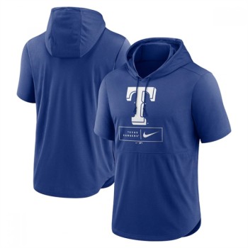 Men's Texas Rangers Blue Short Sleeve Pullover Hoodie Men's Texas Rangers Blue Short Sleeve Pullover Hoodie