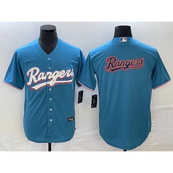 Men's Texas Rangers Blue Team Big Logo Cool Base Stitched Baseball Jersey Men's Texas Rangers Blue Team Big Logo Cool Base Stitched Baseball Jersey