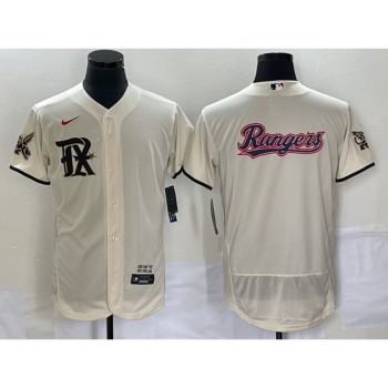 Men's Texas Rangers Cream Team Big Logo 2023 City Connect Flex Base Stitched Baseball Jersey Men's Texas Rangers Cream Team Big Logo 2023 City Connect Flex Base Stitched Baseball Jersey