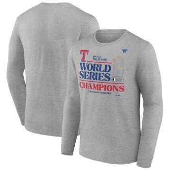 Men's Texas Rangers Heather Gray 2023 World Series Champions Locker Room Long Sleeve T-Shirt Men's Texas Rangers Heather Gray 2023 World Series Champions Locker Room Long Sleeve T-Shirt