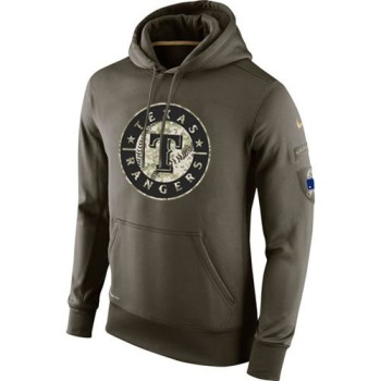 Men's Texas Rangers Olive Salute To Service KO Performance Hoodie Men's Texas Rangers Olive Salute To Service KO Performance Hoodie