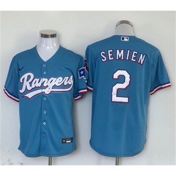 Men's Texas Rangers #2 Marcus Semien Blue With Patch Cool Base Stitched MLB Jersey Men's Texas Rangers #2 Marcus Semien Blue With Patch Cool Base Stitched MLB Jersey