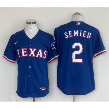 Men's Texas Rangers #2 Marcus Semien Royal With Patch Cool Base Stitched Baseball Jersey Men's Texas Rangers #2 Marcus Semien Royal With Patch Cool Base Stitched Baseball Jersey