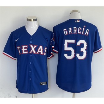 Men's Texas Rangers #53 Adolis Garcia Royal With Patch Cool Base Stitched MLB Jersey Men's Texas Rangers #53 Adolis Garcia Royal With Patch Cool Base Stitched MLB Jersey