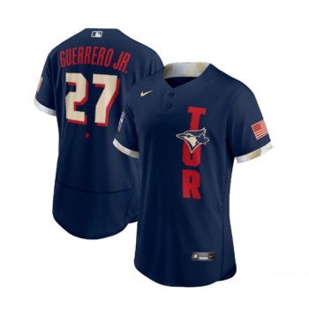 Men's Toronto Blue Jays #27 Vladimir Guerrero Jr. 2021 Navy All-Star Flex Base Stitched MLB Jersey Men's Toronto Blue Jays #27 Vladimir Guerrero Jr. 2021 Navy All-Star Flex Base Stitched MLB Jersey