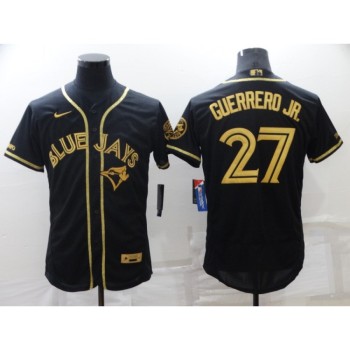 Men's Toronto Blue Jays #27 Vladimir Guerrero Jr. Black Gold Flex Base Stitched Jersey Men's Toronto Blue Jays #27 Vladimir Guerrero Jr. Black Gold Flex Base Stitched Jersey