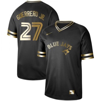 Men's Toronto Blue Jays #27 Vladimir Guerrero Jr. Black Gold Stitched MLB Jersey Men's Toronto Blue Jays #27 Vladimir Guerrero Jr. Black Gold Stitched MLB Jersey