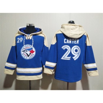 Men's Toronto Blue Jays #29 Joe Carter Royal Ageless Must-Have Lace-Up Pullover Hoodie Men's Toronto Blue Jays #29 Joe Carter Royal Ageless Must-Have Lace-Up Pullover Hoodie