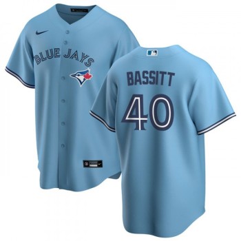 Men's Toronto Blue Jays #40 Chris Bassitt Light Blue Cool Base Stitched Jersey Men's Toronto Blue Jays #40 Chris Bassitt Light Blue Cool Base Stitched Jersey