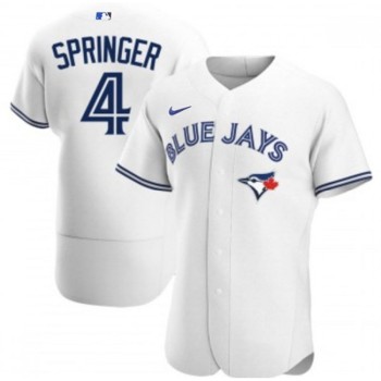Men's Toronto Blue Jays #4 George Springer 2020 White Flex Base Stitched Jersey Men's Toronto Blue Jays #4 George Springer 2020 White Flex Base Stitched Jersey