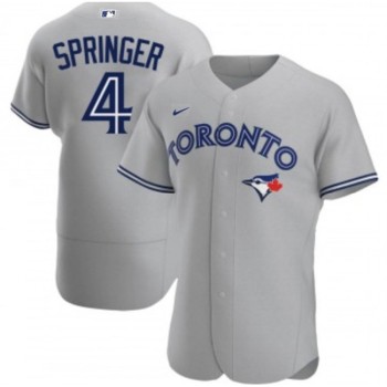 Men's Toronto Blue Jays #4 George Springer Grey Flex Base Stitched Jersey Men's Toronto Blue Jays #4 George Springer Grey Flex Base Stitched Jersey