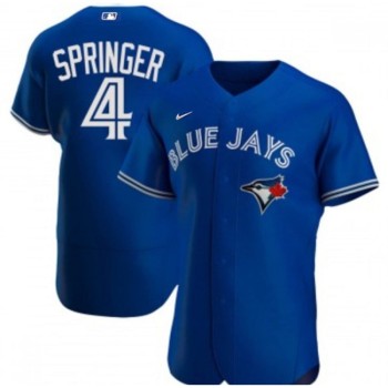 Men's Toronto Blue Jays #4 George Springer Royal Flex Base Stitched Jersey Men's Toronto Blue Jays #4 George Springer Royal Flex Base Stitched Jersey