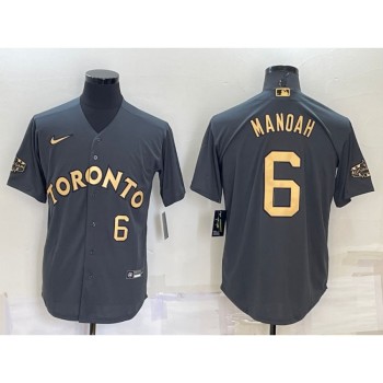Men's Toronto Blue Jays #6 Alek Manoah 2022 All-Star Charcoal Cool Base Stitched Baseball Jersey Men's Toronto Blue Jays #6 Alek Manoah 2022 All-Star Charcoal Cool Base Stitched Baseball Jersey