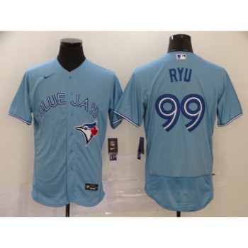 Men's Toronto Blue Jays #99 Hyun-jin Ryu Blue Flex Base Stitched MLB Jersey Men's Toronto Blue Jays #99 Hyun-jin Ryu Blue Flex Base Stitched MLB Jersey